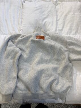 Parker Light Gray Crewneck Sweatshirt with Leather Logo Patch